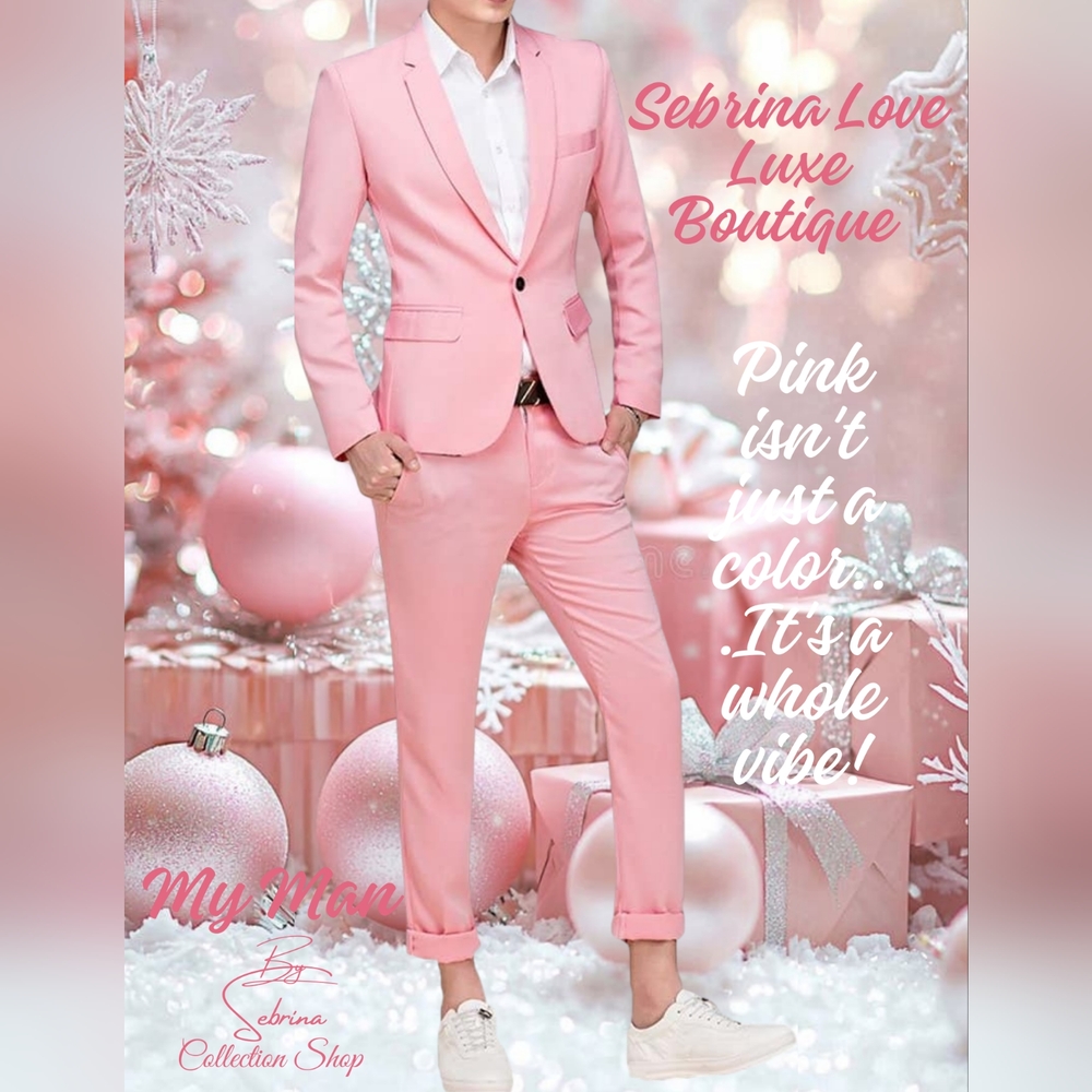 European Style Pink Men's 2pc Suit
